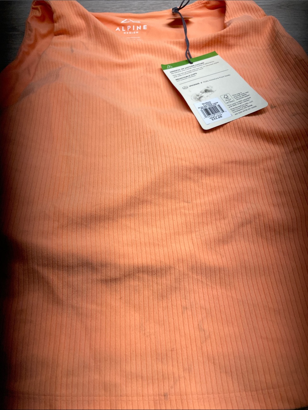 Alpine Design Peach Ribbed Scoop Tank C57